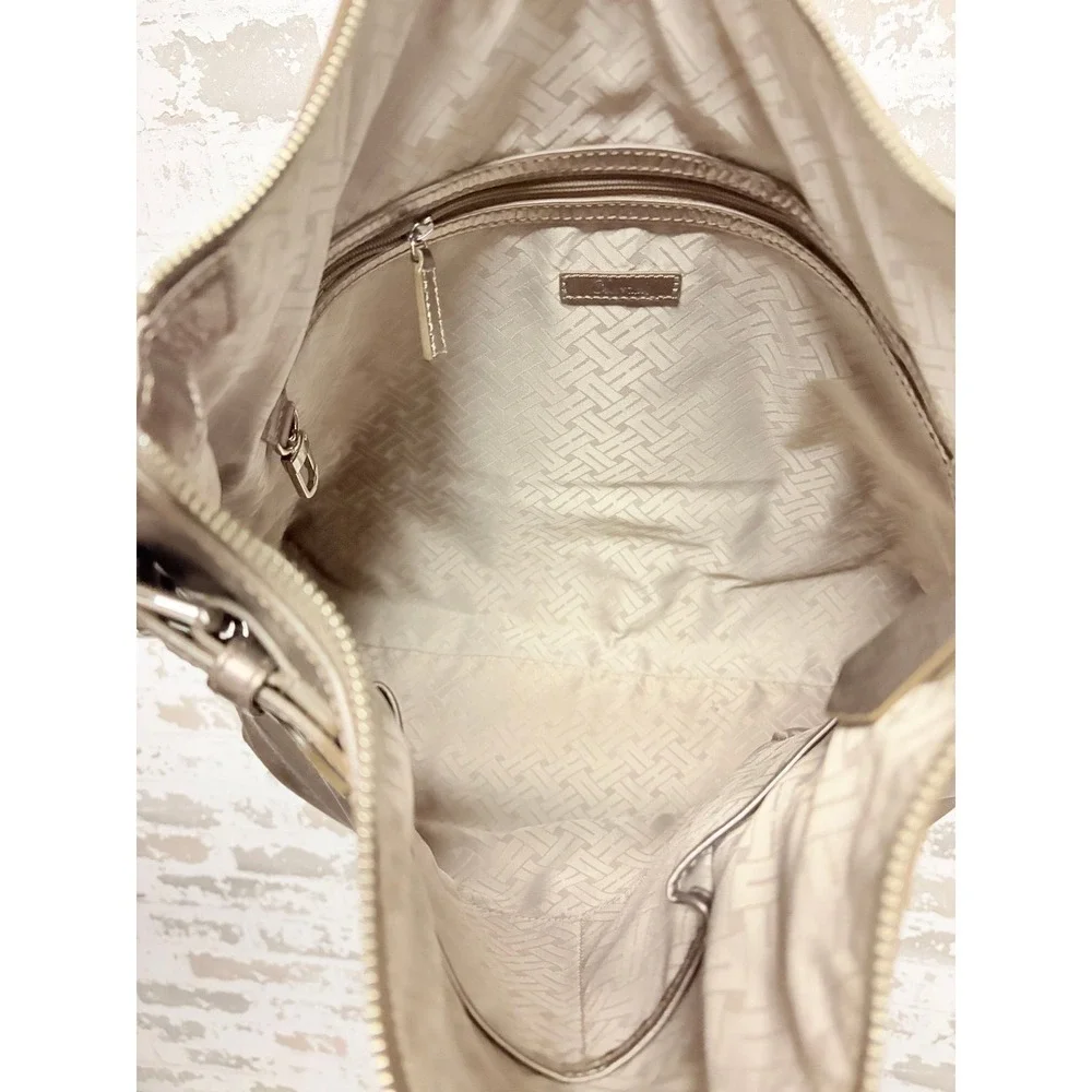 Cole Haan Avery Large Metallic Pewter Hobo Shoulder Bag Y2K Buckle Slouchy